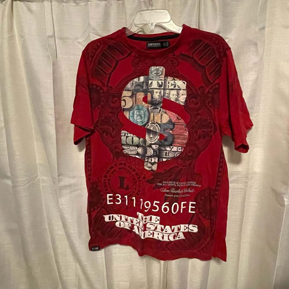 Contender MCMLXXXVIII Red Dollar Bill Graphic T-Shirt